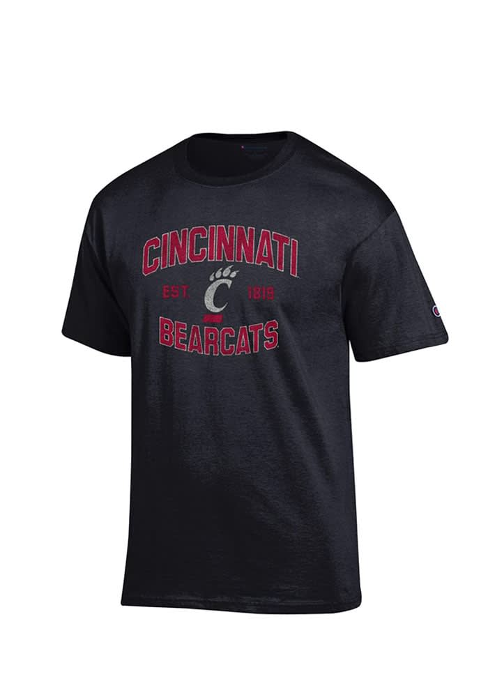 Champion Cincinnati Bearcats Black Distressed Graphic Short Sleeve T Shirt