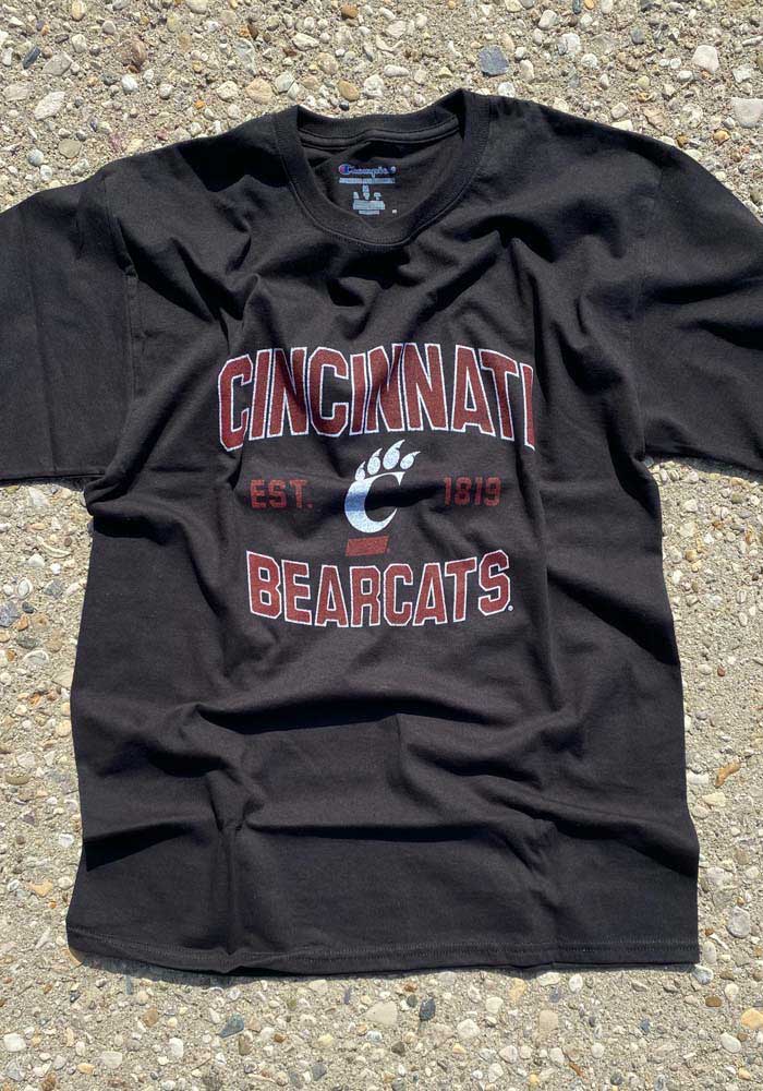 Champion Cincinnati Bearcats Black Distressed Graphic Short Sleeve T Shirt