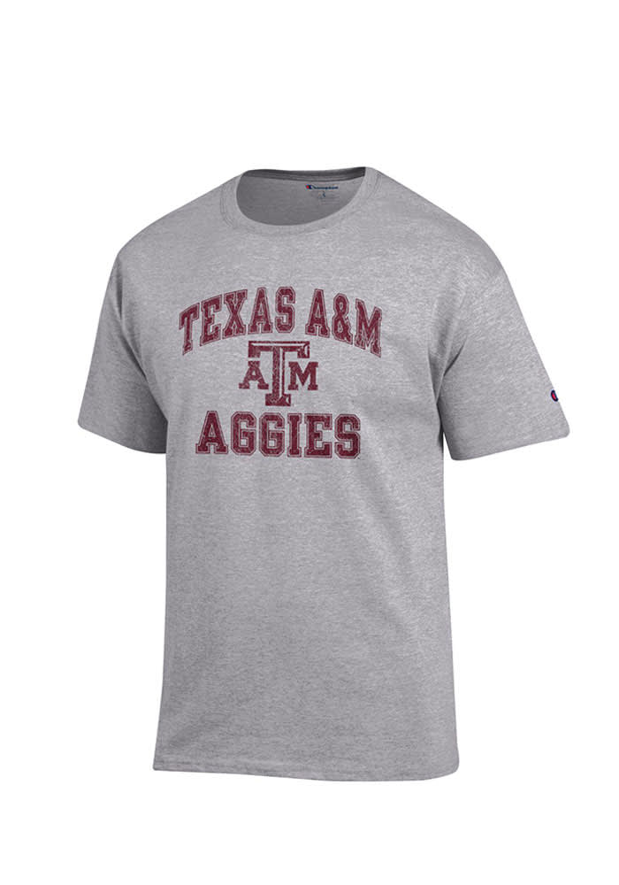 Champion Texas A&M Aggies Grey Number 1 Short Sleeve T Shirt