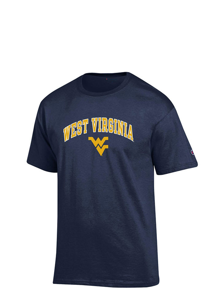 Champion West Virginia Mountaineers Navy Blue Arch Mascot Short Sleeve T Shirt