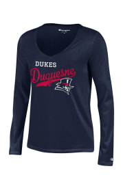 Duquesne Dukes Juniors Navy Blue Campus Script Long Sleeve T-Shirt
