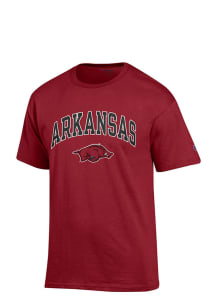 Arkansas Razorbacks Cardinal Arch Mascot Short Sleeve T Shirt