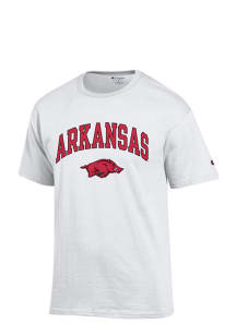 Arkansas Razorbacks White Arch Mascot Short Sleeve T Shirt