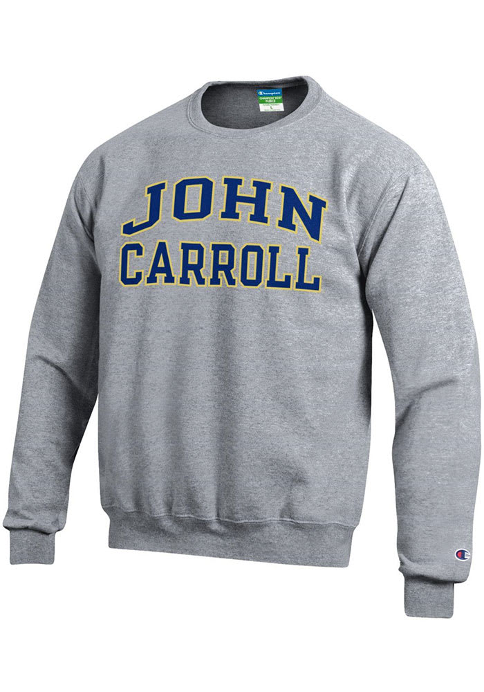 Champion John Carroll Blue Streaks Mens Grey Fleece Long Sleeve Crew Sweatshirt
