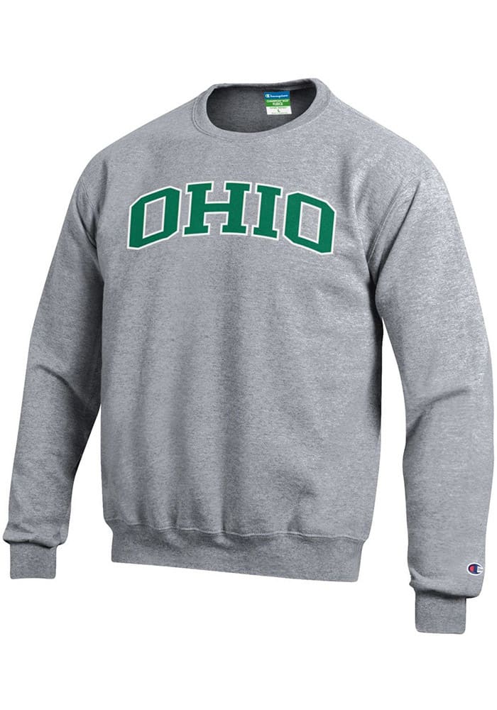 Champion Ohio Bobcats Mens Grey Fleece Long Sleeve Crew Sweatshirt