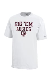Texas AM Aggies Youth White Gig Em Short Sleeve T-Shirt