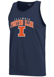 Champion Illinois Fighting Illini Mens Navy Blue Arch Logo Short Sleeve Tank Top