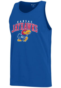 Champion Kansas Jayhawks Mens Blue Arch Logo Short Sleeve Tank Top
