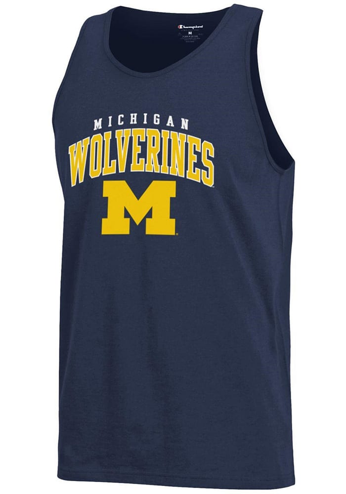 Champion Michigan Wolverines Mens Navy Blue Arch Logo Short Sleeve Tank Top