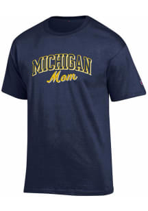 Michigan Wolverines Womens Navy Blue Mom Short Sleeve Unisex Tee