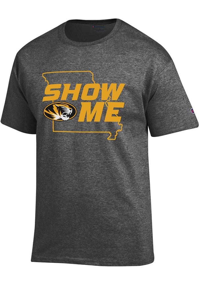 Champion Missouri Tigers Grey Show Me State Outline Short Sleeve T Shirt, Grey, 100% Cotton, Size M, Rally House