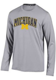 Champion Michigan Wolverines Grey Arch Logo Long Sleeve T-Shirt