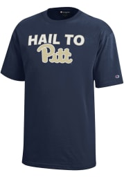 Pitt Panthers Youth Navy Blue Hail Script Short Sleeve T-Shirt