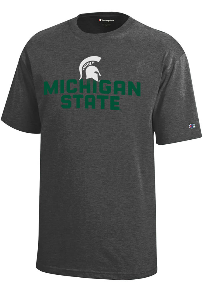 Michigan State Spartans Youth Grey Stacked Logo Short Sleeve T-Shirt