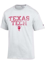 Champion Texas Tech Red Raiders White Distressed Short Sleeve T Shirt