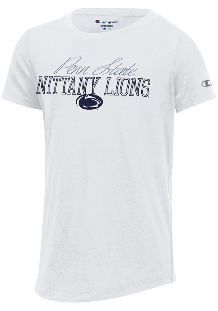 Champion Penn State Nittany Lions Girls White Script Short Sleeve Tee