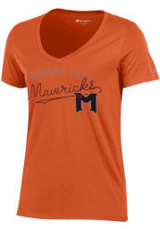Kansas City Mavericks Womens Orange Arched University Girl V-Neck T-Shirt