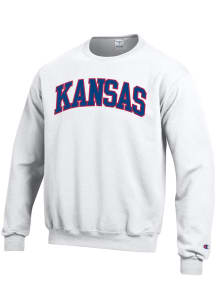 Champion Kansas Jayhawks Mens White Arch Long Sleeve Crew Sweatshirt