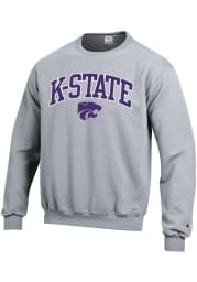 Champion K-State Wildcats Mens Grey Arch Mascot Long Sleeve Crew Sweatshirt