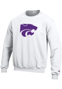 Champion K-State Wildcats Mens White Big Logo Long Sleeve Crew Sweatshirt