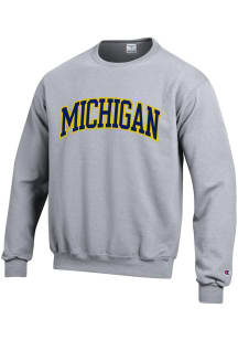 Mens Michigan Wolverines Grey Champion Arch Logo Crew Sweatshirt