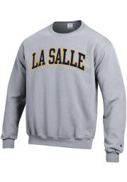 Champion La Salle Explorers Mens Grey Arch Long Sleeve Crew Sweatshirt