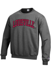 Champion Louisville Cardinals Mens Charcoal Arch Long Sleeve Crew Sweatshirt