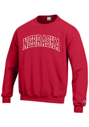 Champion Nebraska Cornhuskers Mens Red Arch Long Sleeve Crew Sweatshirt
