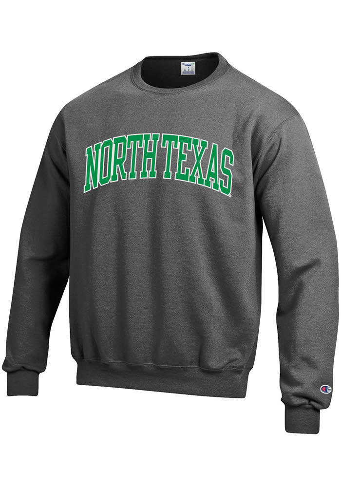 Champion North Texas Mean Green Mens Charcoal Arch Long Sleeve Crew Sweatshirt