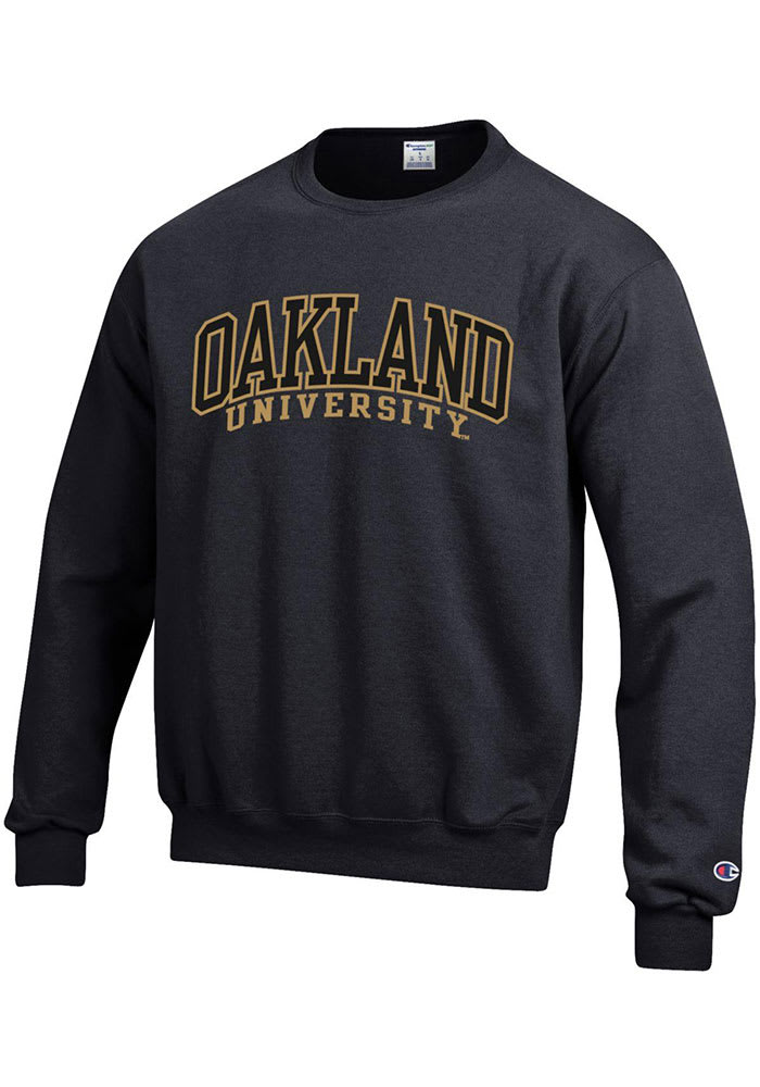 Champion Oakland University Golden Grizzlies Mens Black Arch Long Sleeve Crew Sweatshirt