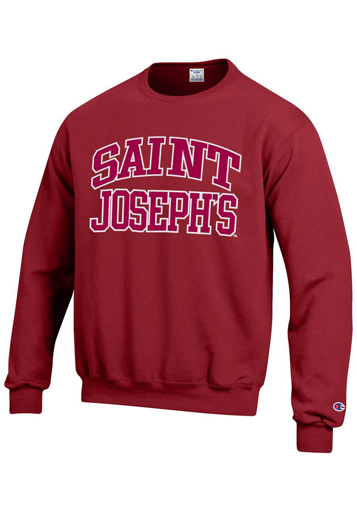 Champion Saint Josephs Hawks Mens Cardinal Arch Long Sleeve Crew Sweatshirt