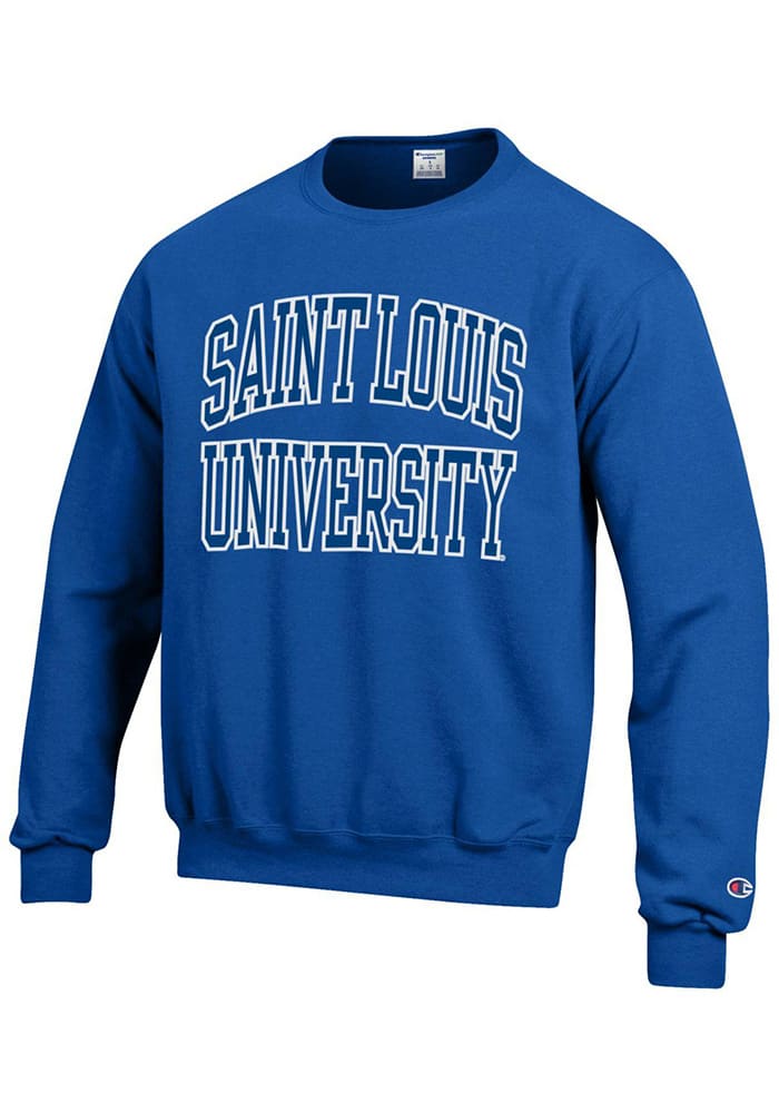 Champion Saint Louis Billikens Mens Blue Arch Mascot Long Sleeve Crew Sweatshirt