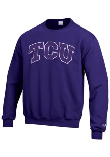 Champion TCU Horned Frogs Mens Purple Arch Long Sleeve Crew Sweatshirt