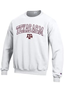 Champion Texas A&amp;M Aggies Mens White Arch Logo Long Sleeve Crew Sweatshirt
