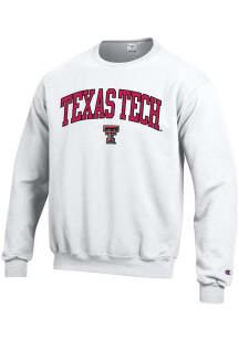 Champion Texas Tech Red Raiders Mens White Arch Logo Long Sleeve Crew Sweatshirt
