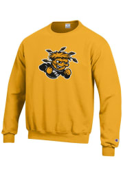 Champion Wichita State Shockers Mens Gold Big Logo Long Sleeve Crew Sweatshirt