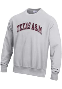 Champion Texas A&amp;M Aggies Mens Grey Reverse Weave Long Sleeve Crew Sweatshirt
