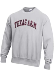 Champion Texas A&M Aggies Mens Grey Reverse Weave Long Sleeve Crew Sweatshirt
