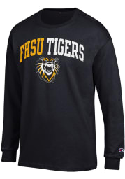 Champion Fort Hays State Tigers Black ARCH MASCOT Long Sleeve T Shirt
