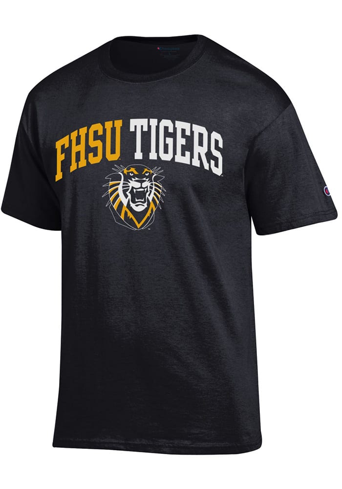 Champion Fort Hays State Tigers Black ARCH MASCOT Short Sleeve T Shirt