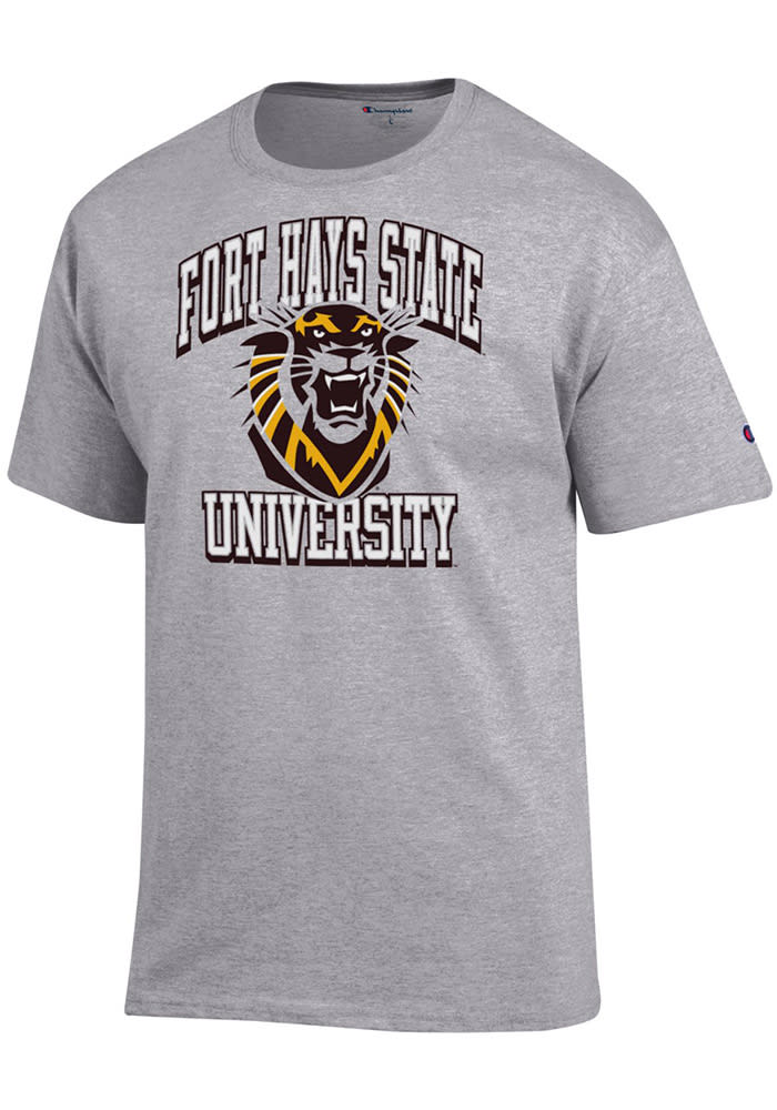 Champion Fort Hays State Tigers Grey #1 DESIGN Short Sleeve T Shirt