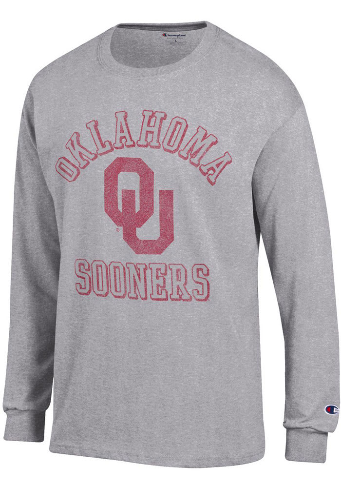 Champion Oklahoma Sooners Grey Number 1 Long Sleeve T Shirt