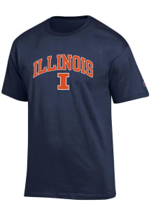 Champion Illinois Fighting Illini Navy Blue Arch Mascot Short Sleeve T Shirt