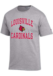 Champion Louisville Cardinals Grey Team Logo Short Sleeve T Shirt