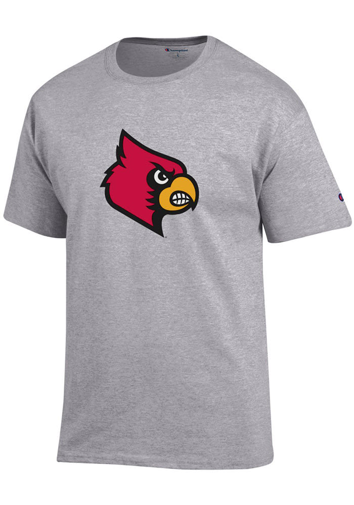 Champion Louisville Cardinals Grey Big Logo Short Sleeve T Shirt