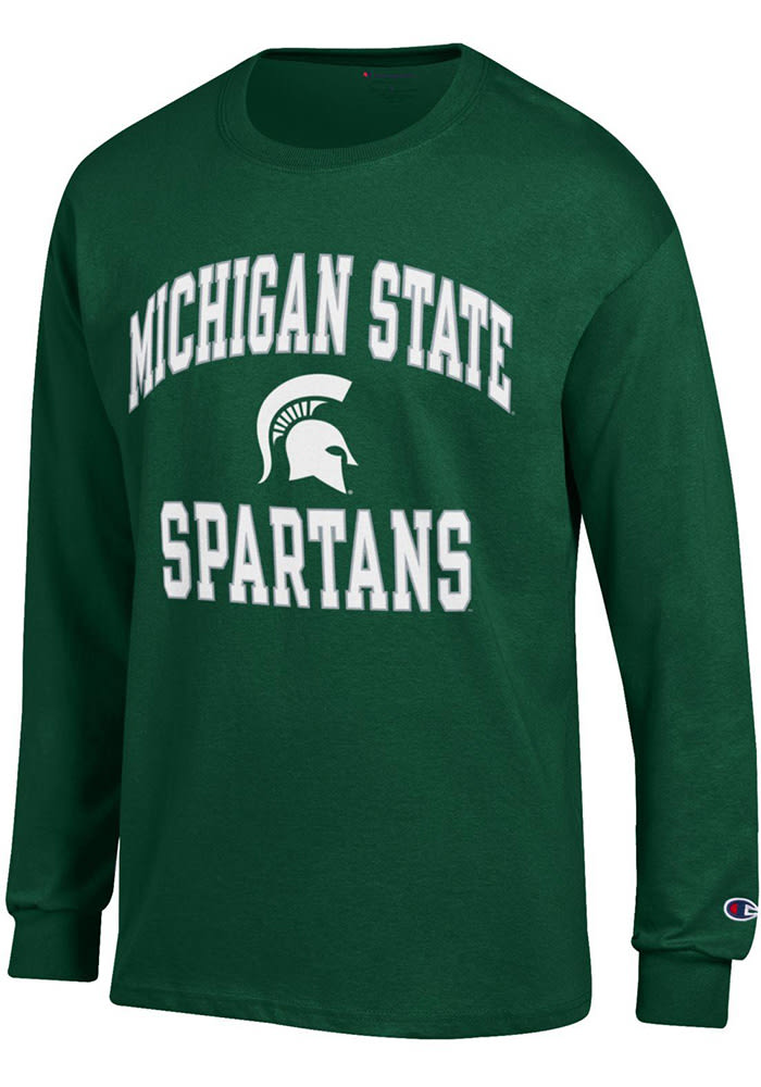 Champion Michigan State Spartans Green #1 Design Long Sleeve T Shirt