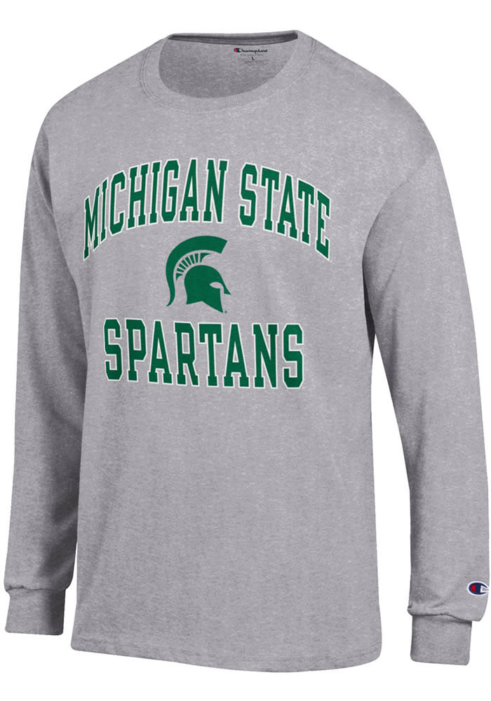 Champion Michigan State Spartans Grey Number One Long Sleeve T Shirt