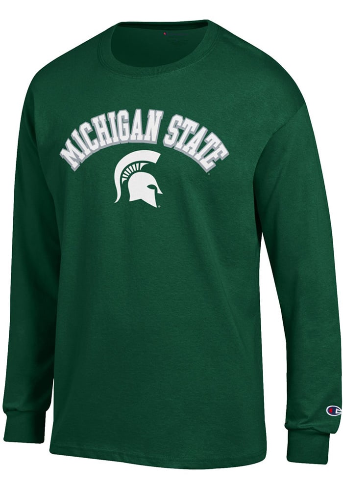 Champion Michigan State Spartans Green Arch Mascot Long Sleeve T Shirt