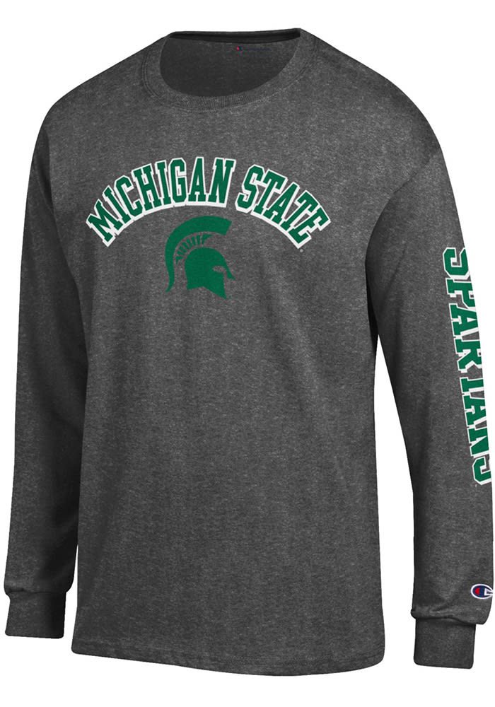 Champion Michigan State Spartans Charcoal Arch Mascot Long Sleeve T Shirt