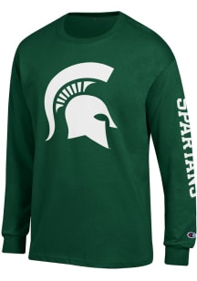 Champion Michigan State Spartans Green Helmet Long Sleeve T Shirt